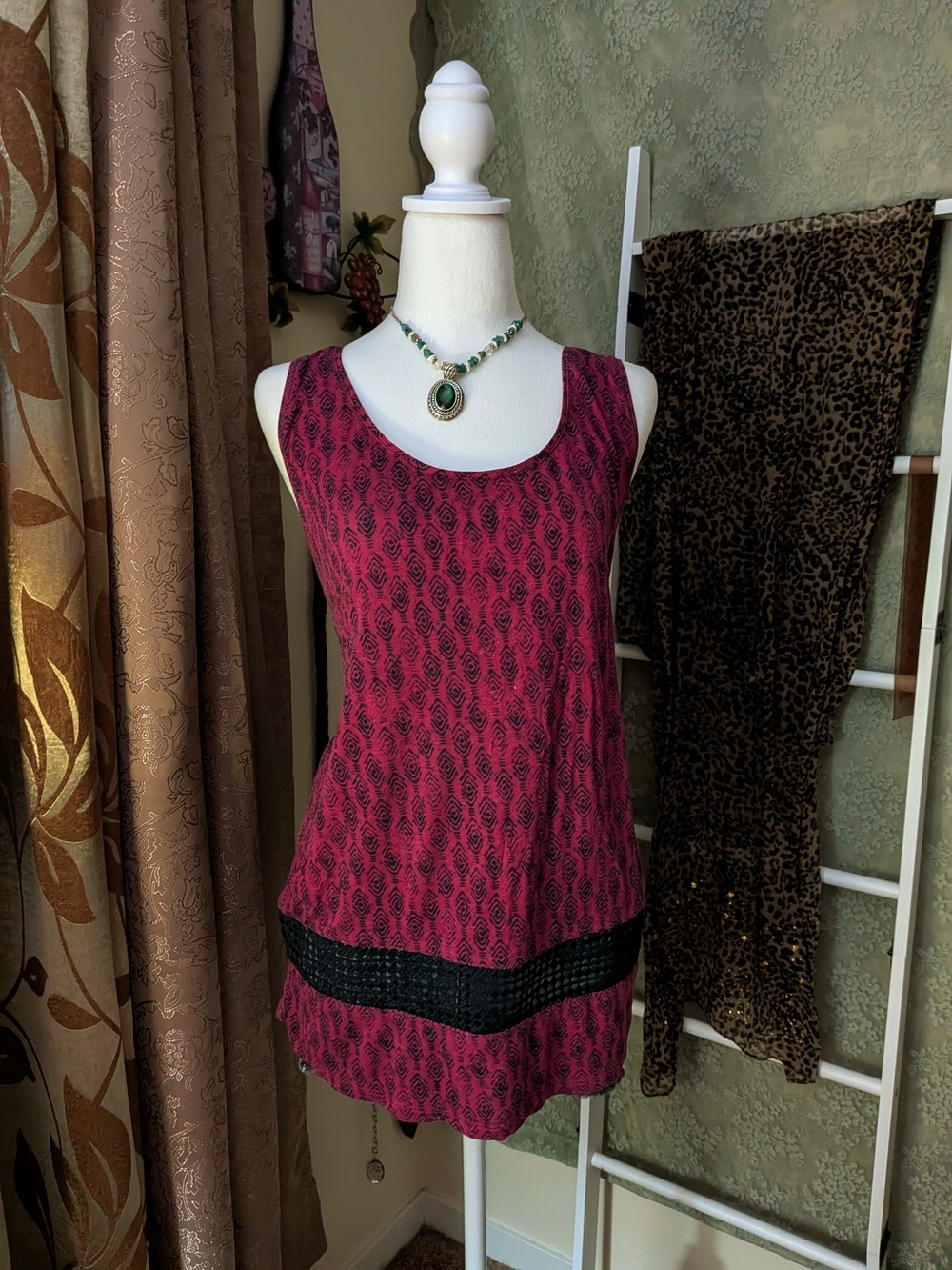 Magenta Top W Black Embroidery